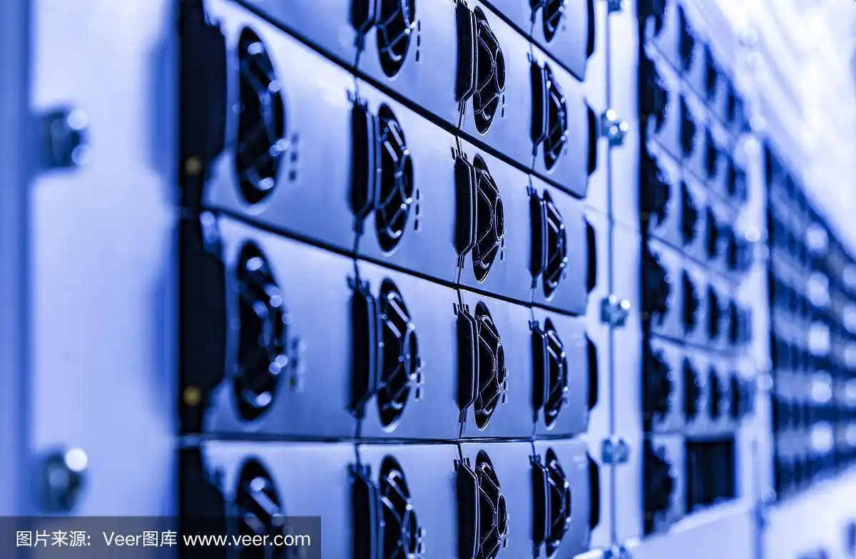 Vast cryptocurrency mining farm with racks of diverse mining rigs